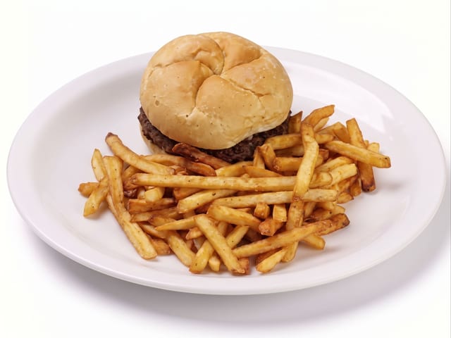 Plain Burger w/ Fries.