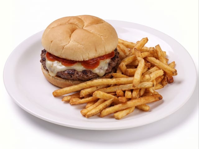 Pizza Burger w/ Fries.