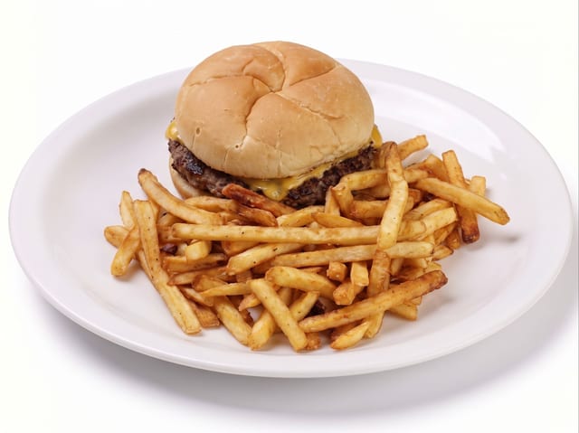 Cheeseburger Deluxe w/ Fries.